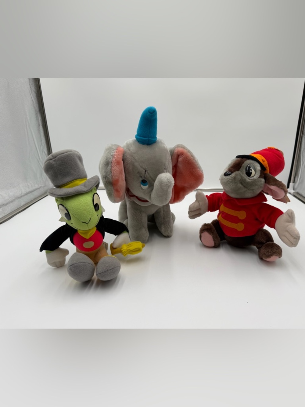 Vintage Disney Dumbo Plush Lot Jiminy Cricket Timothy Mouse Toy Small
